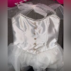 Dolls Kill Sugar Thrillz White Satin Dress with Lace